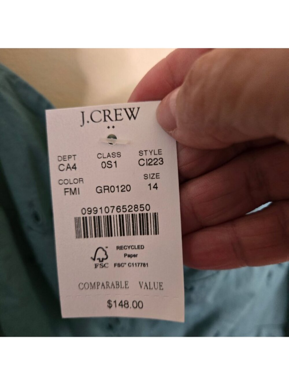 J.Crew NWT Eyelet Midi Dress Mineral Green Pockets Sweetheart Neckline Size 14 - Picture 10 of 13